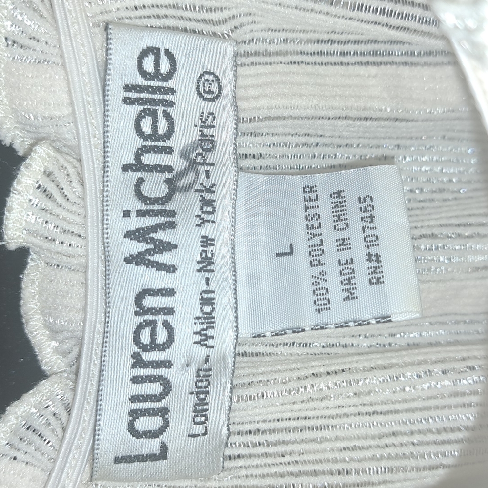 Gorgeous size L Lauren Michelle off white blouse w/ shimmer - Picture 4 of 6